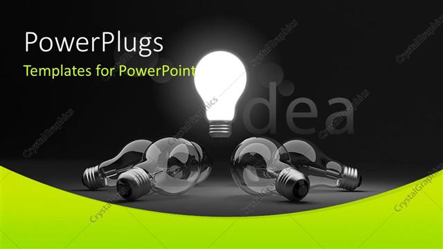 Presentation with glowing light bulb light bulb - Glowing light bulb depicting bright idea in middle with others around it