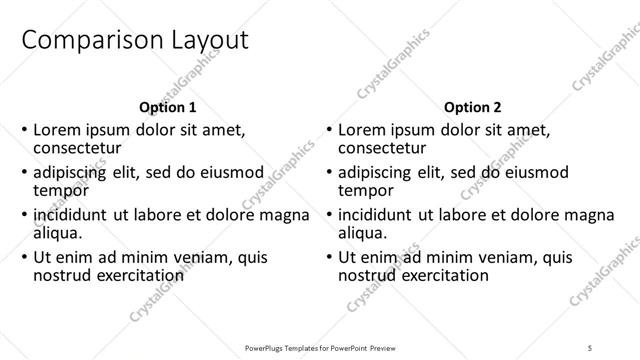 Comparison presentation slide layout