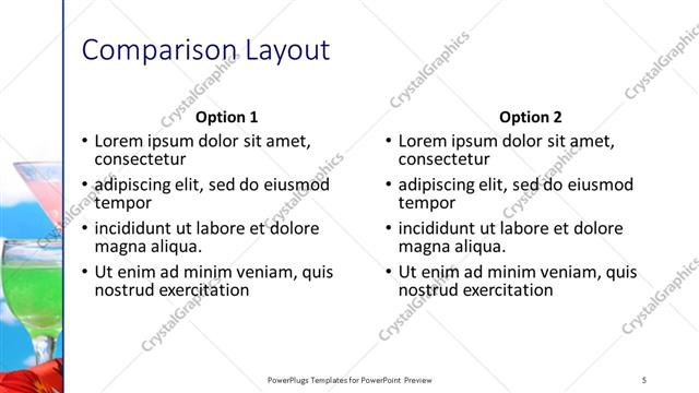 Comparison presentation slide layout