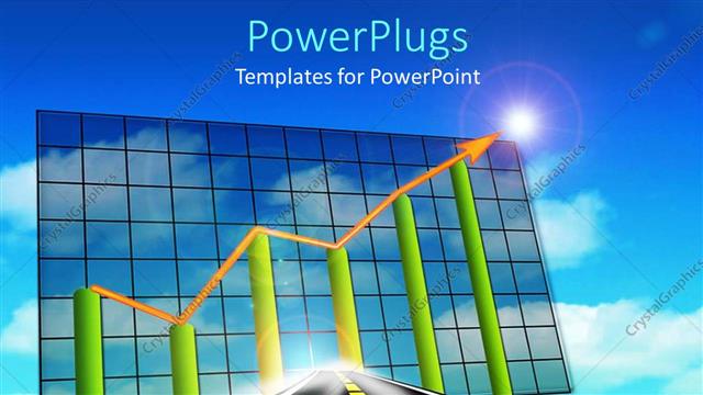  Presentation with yellow green - Six green colored bars with a yellow arrow on a graph