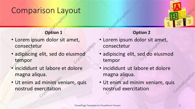 Comparison presentation slide layout