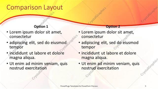 Comparison presentation slide layout