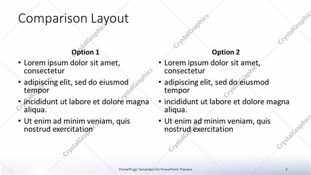 Comparison presentation slide layout