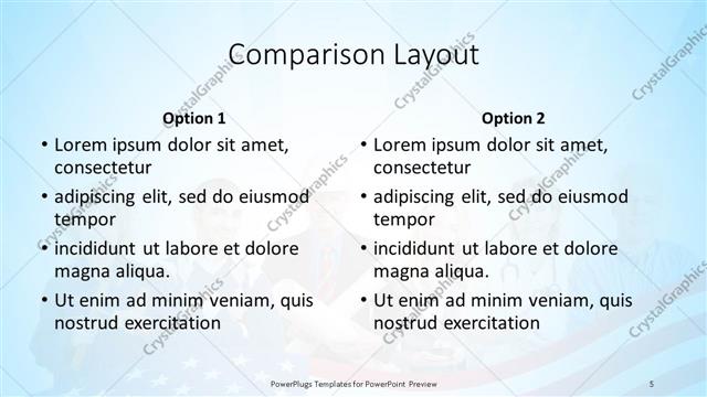 Comparison presentation slide layout