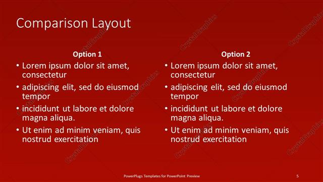 Comparison presentation slide layout