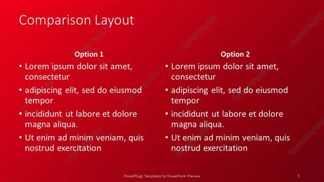 Comparison presentation slide layout