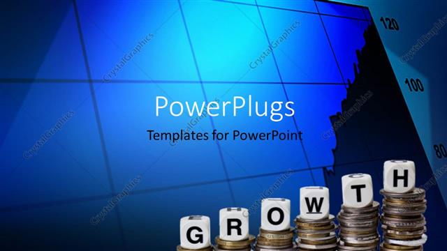  Presentation with business growing - Six stacks of silver coils and texts which spell out the word