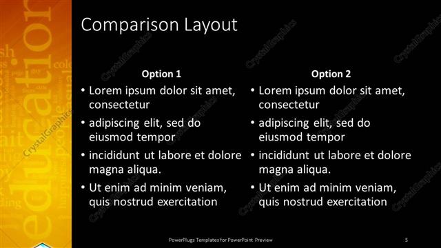 Comparison presentation slide layout