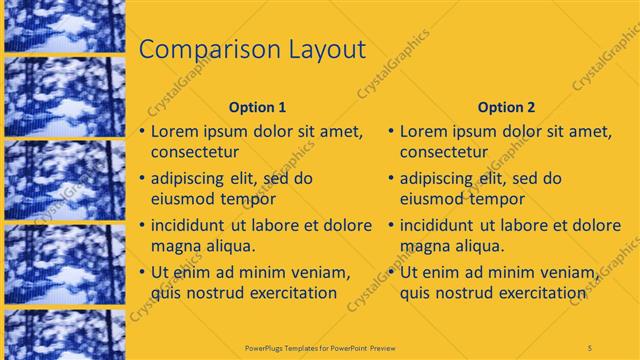 Comparison presentation slide layout