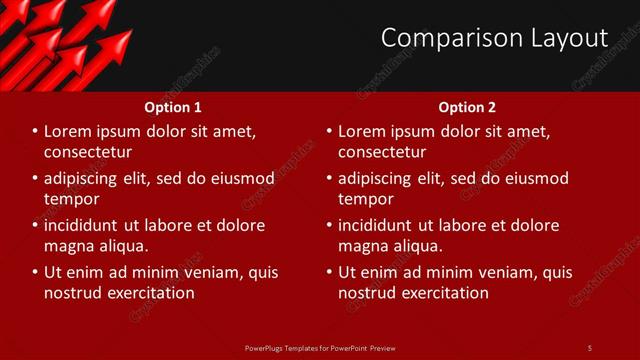 Comparison presentation slide layout