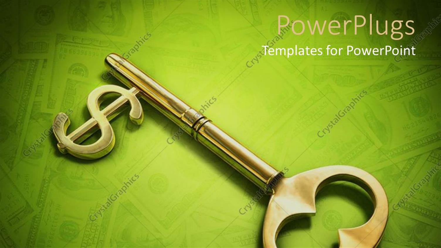 Featuring Skeleton Key with Dollar Sign on Green Background with Blurred Dollar Bills