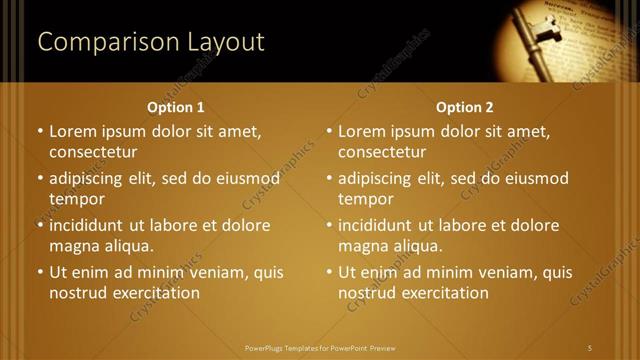 Comparison presentation slide layout