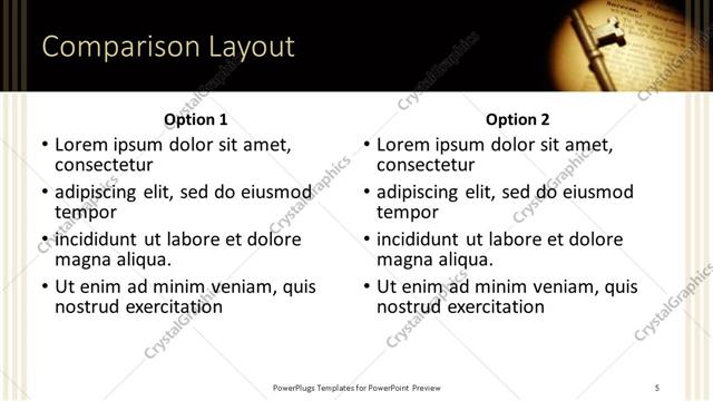 Comparison presentation slide layout