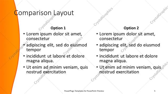 Comparison presentation slide layout