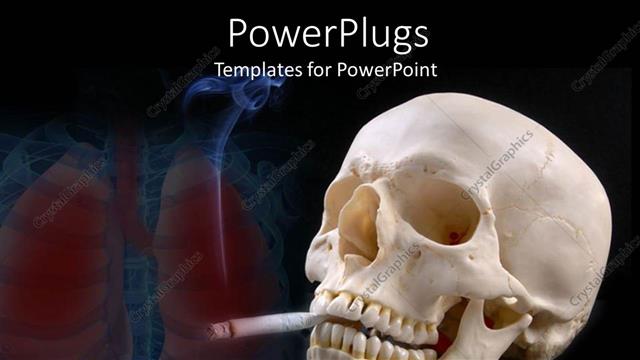 Presentation with smoking - A skull with a cigarete and lungs in the background