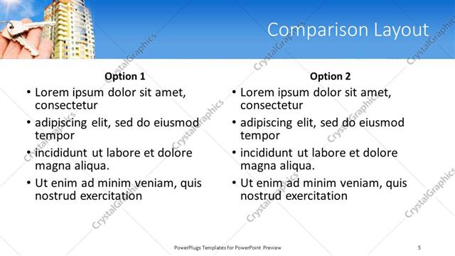 Comparison presentation slide layout