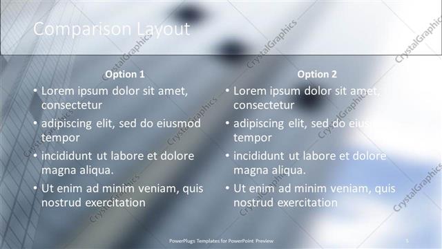 Comparison presentation slide layout