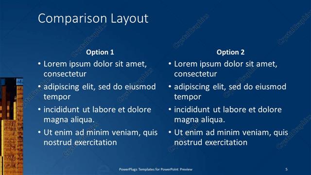 Comparison presentation slide layout