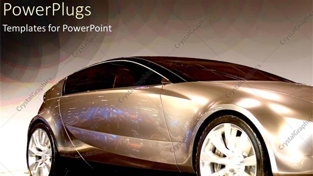  Presentation with sports - A sleek brown colored saloon sports car on display