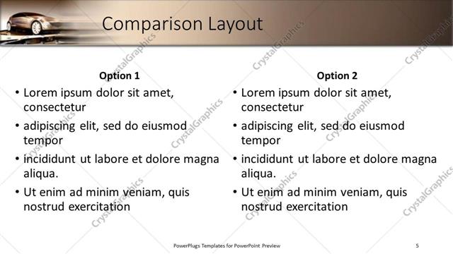 Comparison presentation slide layout