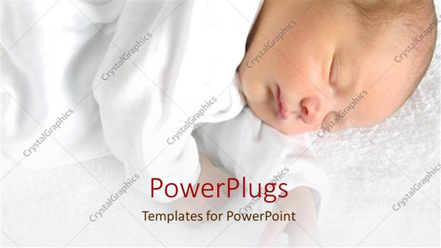  Presentation with newborn - Sleeping newborn baby dressed in white on white soft blanket