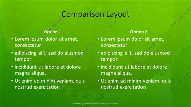 Comparison presentation slide layout
