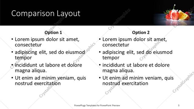Comparison presentation slide layout