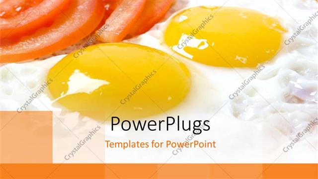  Presentation with yokes - Slices of tomatoes and vegetables with two fried egg yokes