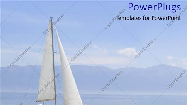  Presentation with calm sea - Small blue boat on a calm wide blue sea