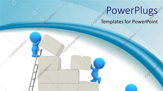  Presentation with wall - Small blue figures building wall from large white blocks