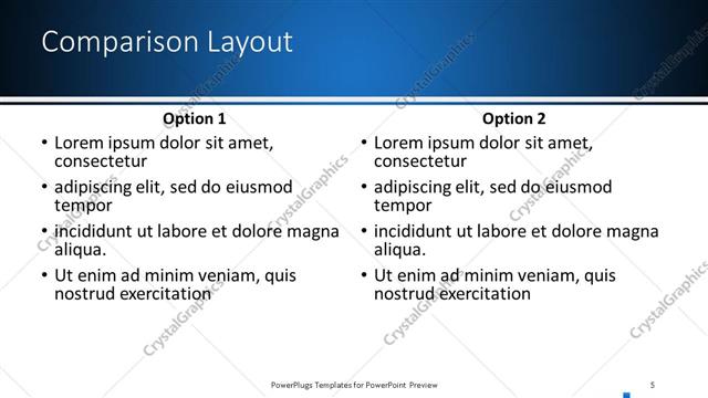 Comparison presentation slide layout