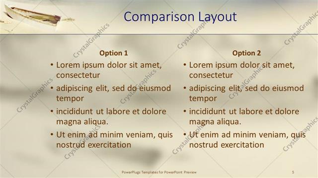 Comparison presentation slide layout