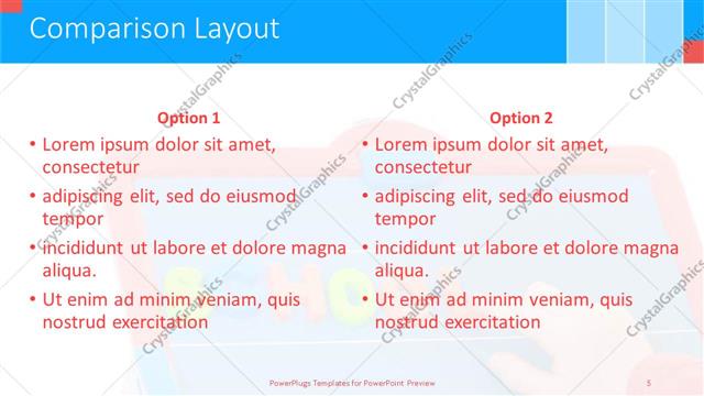 Comparison presentation slide layout