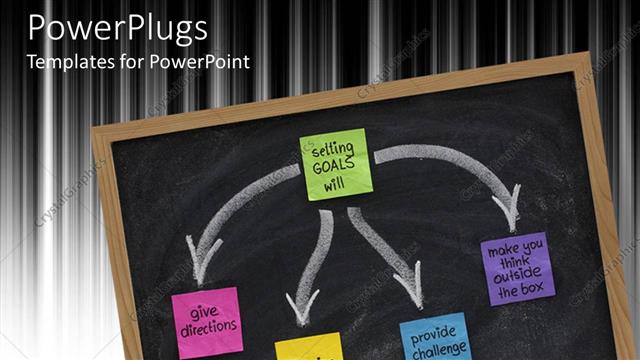  Presentation with chalk - A small chalk board with a goal chart drawing