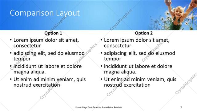 Comparison presentation slide layout
