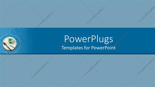  Presentation with green science - Small depiction of needle, thermometer and glass with green liquid on blue background