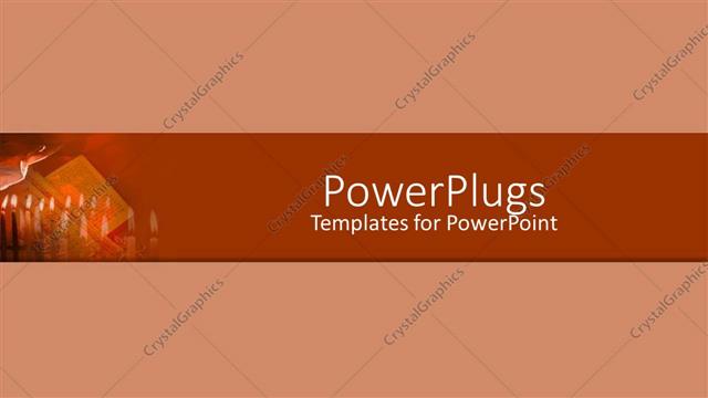  Presentation with religion - Small depiction of religious theme with risen hand, row of burning candles on peach background