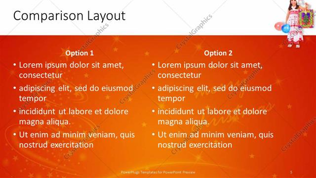 Comparison presentation slide layout