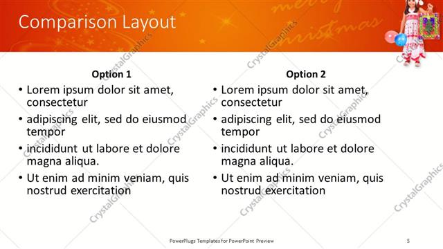 Comparison presentation slide layout