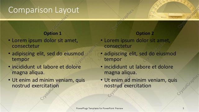 Comparison presentation slide layout
