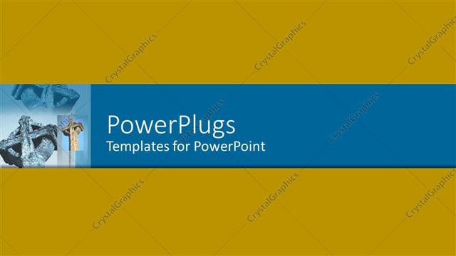  Presentation with ancient cross - Small insertion of stone ancient cross in three different positions on khaki yellow background