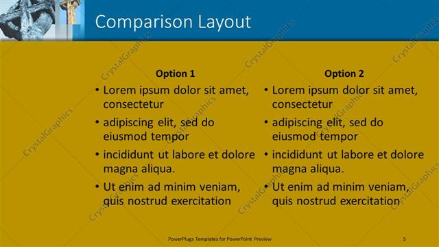 Comparison presentation slide layout