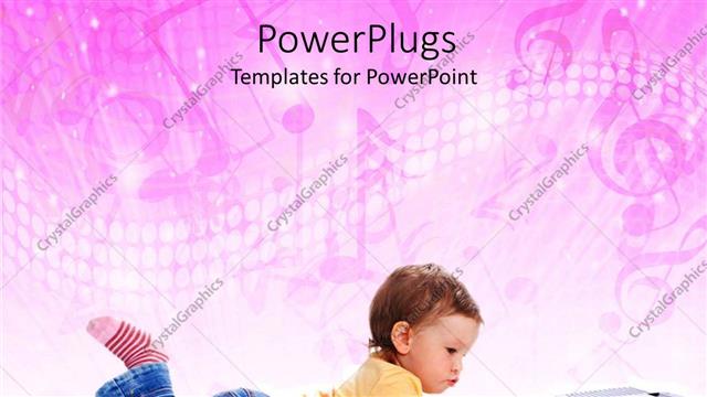  Presentation with piano - A small kid playing a piano on a pink background