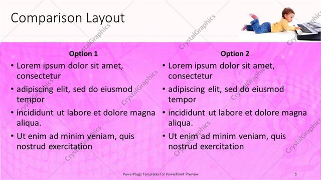 Comparison presentation slide layout