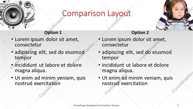 Comparison presentation slide layout