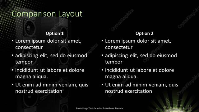 Comparison presentation slide layout