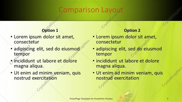 Comparison presentation slide layout