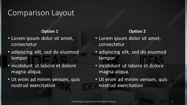 Comparison presentation slide layout