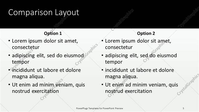 Comparison presentation slide layout
