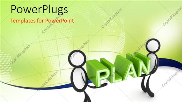  Presentation with map - Small people with the word PLAN in hands and world map